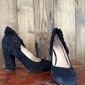 Botkier Vienna Ruffle Pumps - Black Suede - Size 8